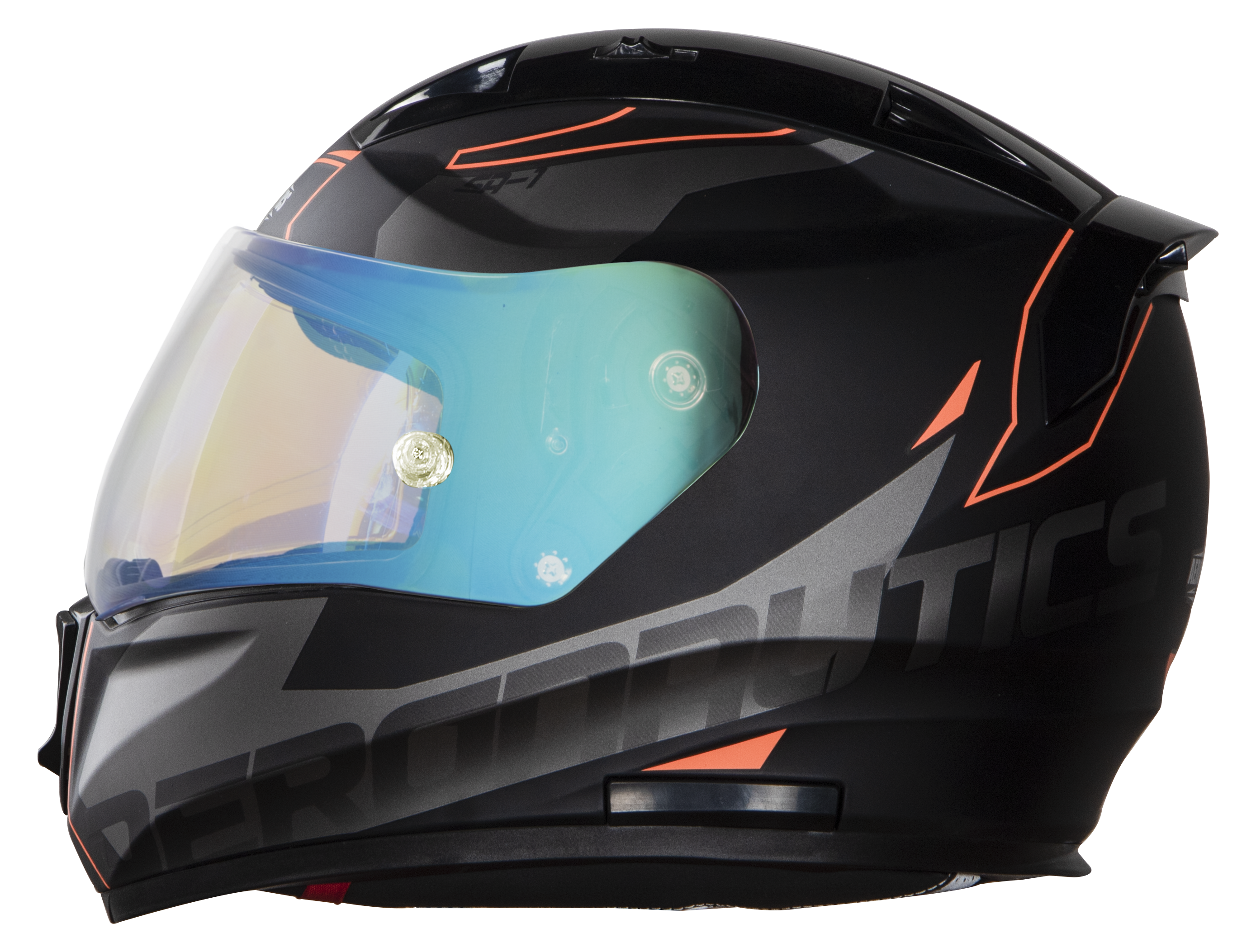 SA-1 RTW Mat Black/Orange With Anti-Fog Shield Blue Night Vision Visor(Fitted With Clear Visor Extra Blue Night Vision Anti-Fog Shield Visor Free)
